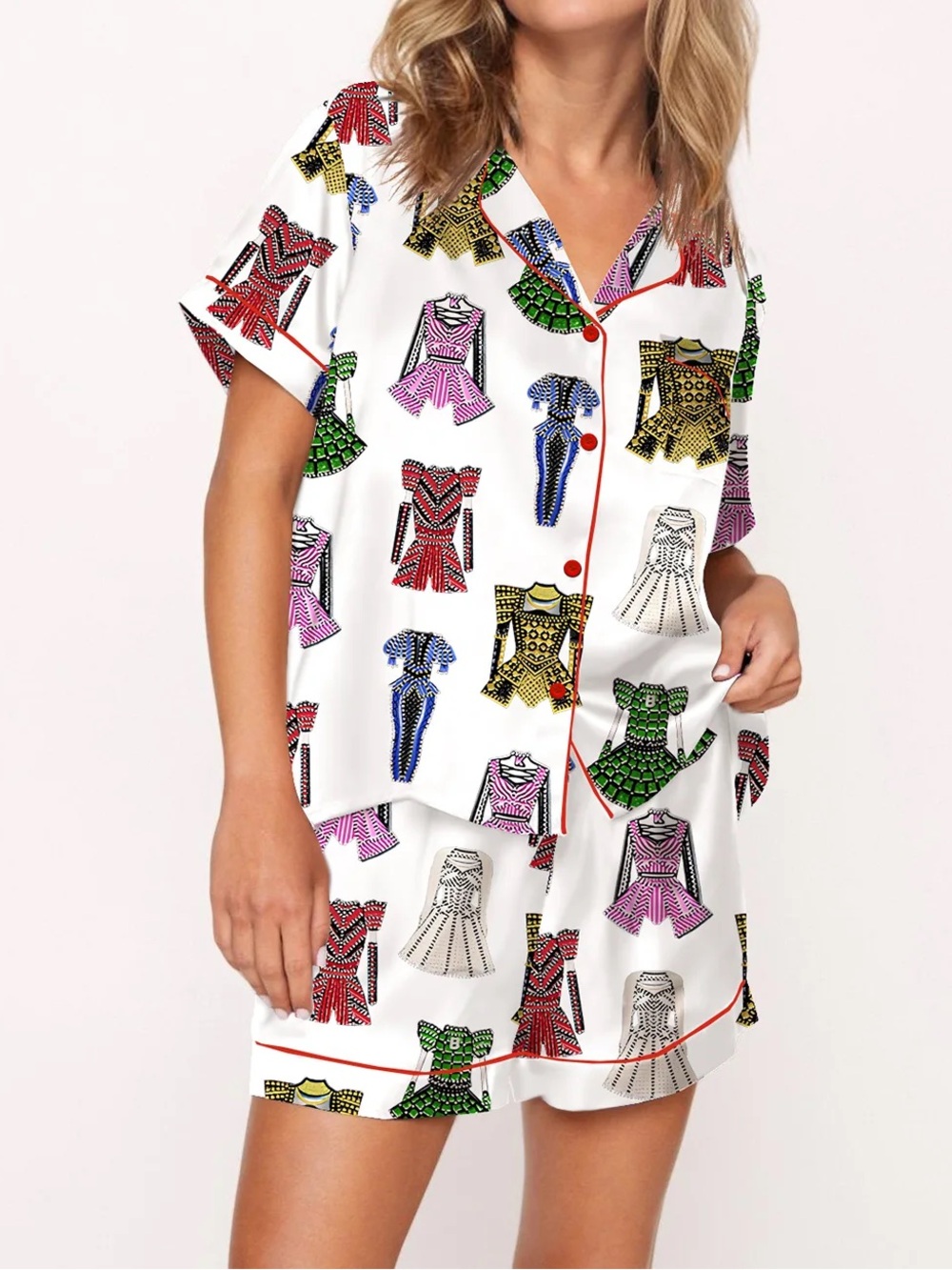 SheShow Womens Small White Satin Shorts Pajama Set Fashion Dresses NWT